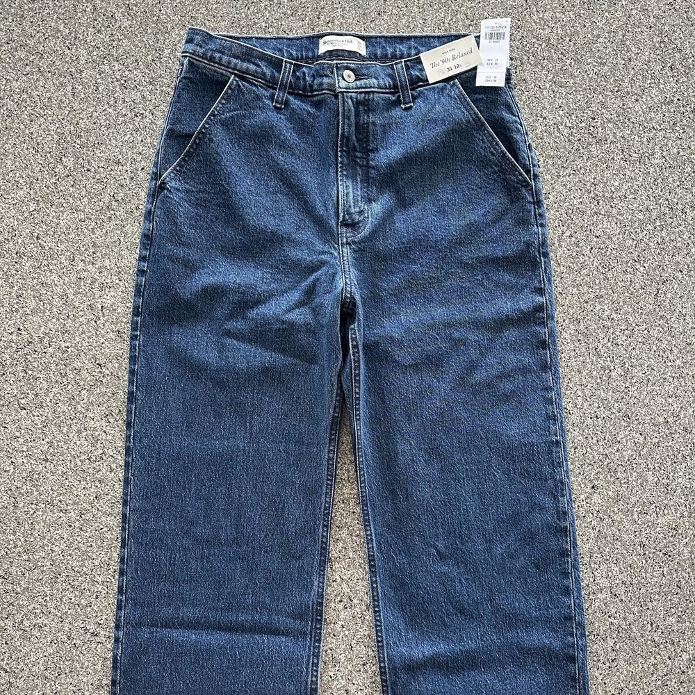 Abercrombie Fitch High Rise 90's Relaxed Jeans Women's 31 Short 12 S Blue